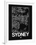 Black Map of Sydney-NaxArt-Framed Art Print