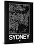 Black Map of Sydney-NaxArt-Stretched Canvas