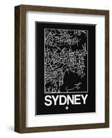 Black Map of Sydney-NaxArt-Framed Art Print