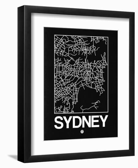 Black Map of Sydney-NaxArt-Framed Art Print