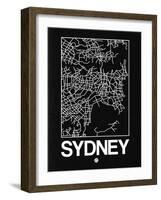 Black Map of Sydney-NaxArt-Framed Art Print