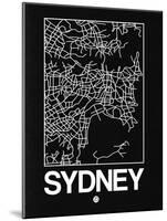 Black Map of Sydney-NaxArt-Mounted Art Print