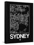 Black Map of Sydney-NaxArt-Framed Stretched Canvas