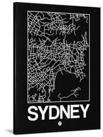 Black Map of Sydney-NaxArt-Stretched Canvas