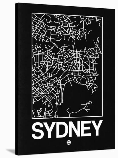 Black Map of Sydney-NaxArt-Stretched Canvas