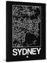 Black Map of Sydney-NaxArt-Stretched Canvas