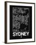 Black Map of Sydney-NaxArt-Framed Art Print