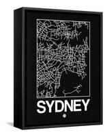 Black Map of Sydney-NaxArt-Framed Stretched Canvas