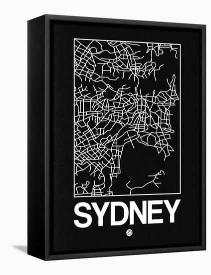 Black Map of Sydney-NaxArt-Framed Stretched Canvas