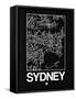 Black Map of Sydney-NaxArt-Framed Stretched Canvas