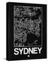 Black Map of Sydney-NaxArt-Stretched Canvas