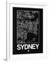 Black Map of Sydney-NaxArt-Framed Art Print