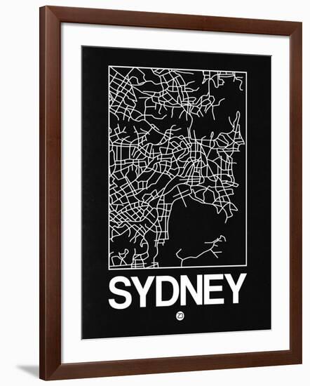 Black Map of Sydney-NaxArt-Framed Art Print