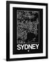 Black Map of Sydney-NaxArt-Framed Art Print