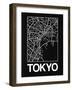 Black Map of Tokyo-NaxArt-Framed Art Print