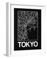 Black Map of Tokyo-NaxArt-Framed Art Print