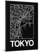 Black Map of Tokyo-NaxArt-Mounted Art Print