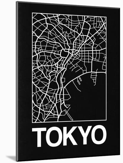 Black Map of Tokyo-NaxArt-Mounted Art Print