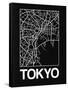 Black Map of Tokyo-NaxArt-Framed Stretched Canvas