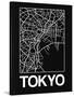 Black Map of Tokyo-NaxArt-Stretched Canvas