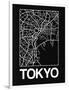 Black Map of Tokyo-NaxArt-Framed Art Print