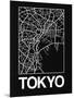 Black Map of Tokyo-NaxArt-Mounted Art Print