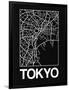 Black Map of Tokyo-NaxArt-Framed Art Print