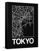 Black Map of Tokyo-NaxArt-Framed Stretched Canvas