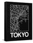 Black Map of Tokyo-NaxArt-Framed Stretched Canvas