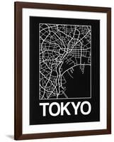 Black Map of Tokyo-NaxArt-Framed Art Print