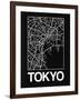 Black Map of Tokyo-NaxArt-Framed Art Print
