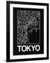 Black Map of Tokyo-NaxArt-Framed Art Print