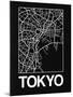 Black Map of Tokyo-NaxArt-Mounted Art Print