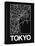 Black Map of Tokyo-NaxArt-Stretched Canvas