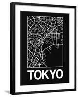 Black Map of Tokyo-NaxArt-Framed Art Print