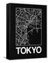 Black Map of Tokyo-NaxArt-Framed Stretched Canvas