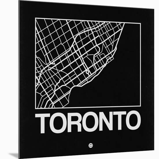 Black Map of Toronto-NaxArt-Mounted Art Print