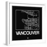 Black Map of Vancouver-NaxArt-Framed Art Print