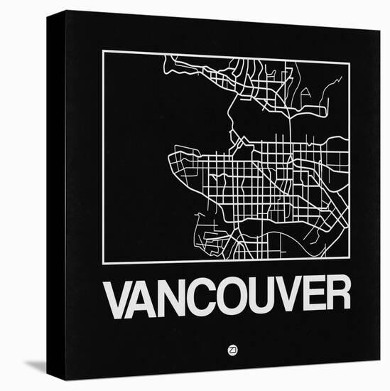 Black Map of Vancouver-NaxArt-Stretched Canvas