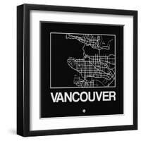 Black Map of Vancouver-NaxArt-Framed Art Print