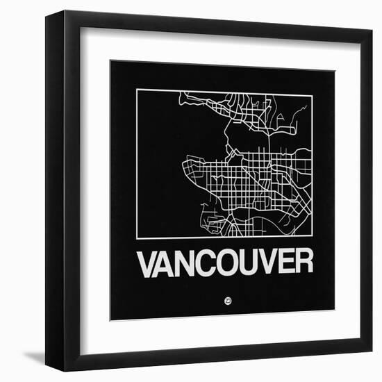 Black Map of Vancouver-NaxArt-Framed Art Print