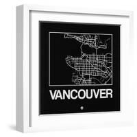 Black Map of Vancouver-NaxArt-Framed Art Print