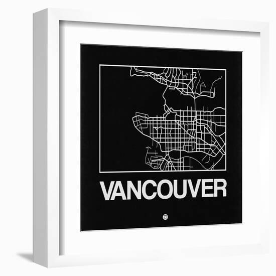 Black Map of Vancouver-NaxArt-Framed Art Print