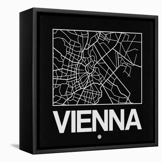 Black Map of Vienna-NaxArt-Framed Stretched Canvas