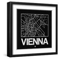 Black Map of Vienna-NaxArt-Framed Art Print