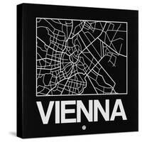 Black Map of Vienna-NaxArt-Stretched Canvas