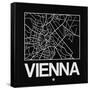 Black Map of Vienna-NaxArt-Framed Stretched Canvas