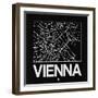 Black Map of Vienna-NaxArt-Framed Premium Giclee Print