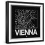 Black Map of Vienna-NaxArt-Framed Premium Giclee Print