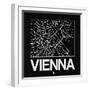 Black Map of Vienna-NaxArt-Framed Premium Giclee Print